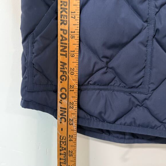 J. Crew Puffer Vest Equestrian Insulated Quilted Snap Pockets Navy Blue Medium - Picture 5 of 6